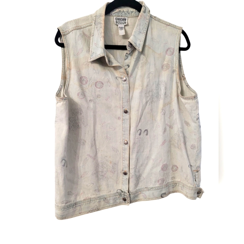Chico's Cream Sleeveless Cotton Vest Size XL (Chico's Size 3)